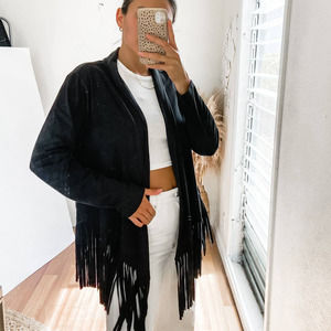 Rock & Republic Fringe Suede Cardigan size XL